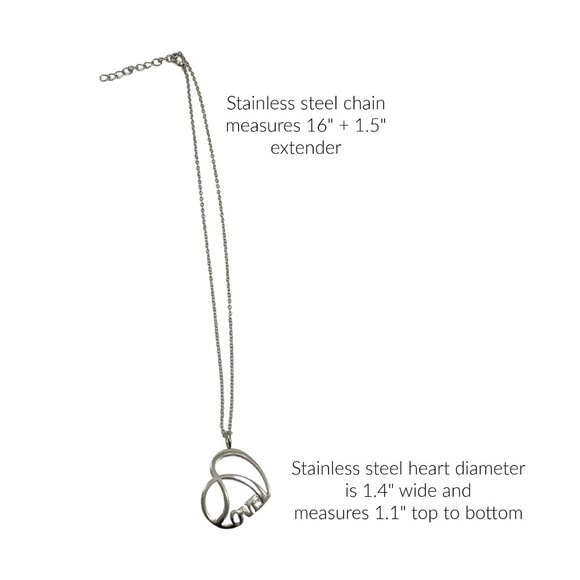 LOVE Double Heart Graphic Necklace Stainless Steel - Picture 4 of 4